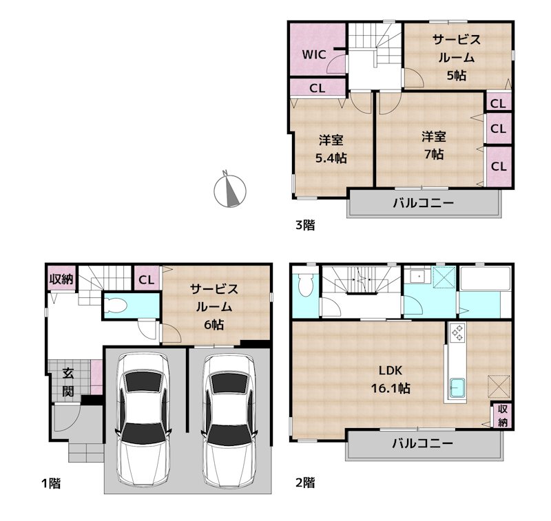 名古屋市守山区鳥神町 1号棟 新築一戸建ての図面
