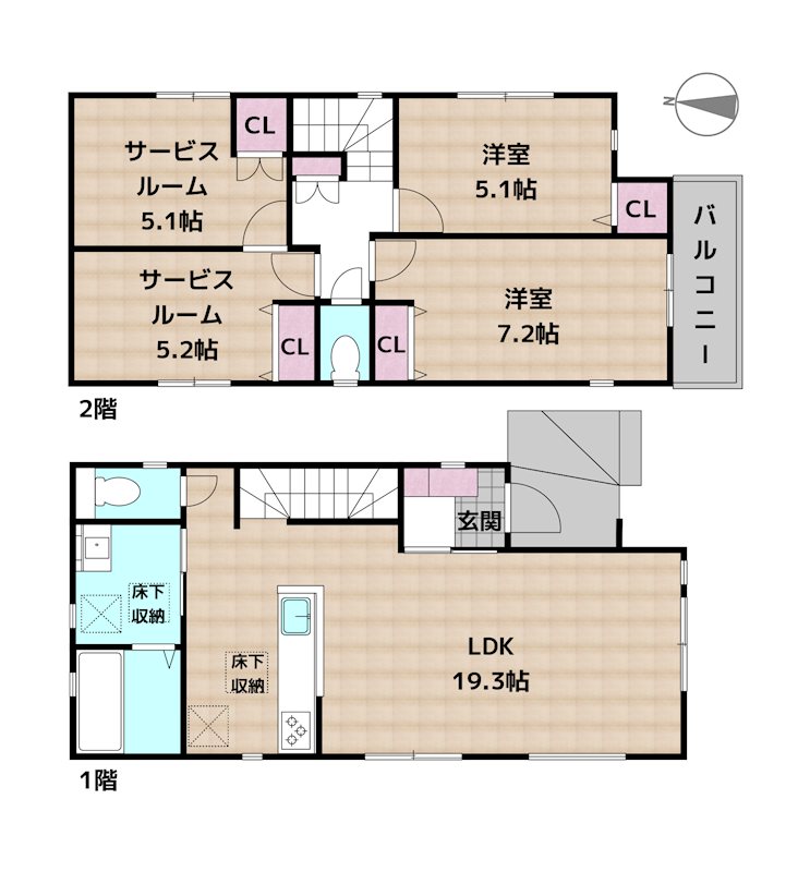 名古屋市天白区梅が丘4丁目 1号棟 新築一戸建ての図面