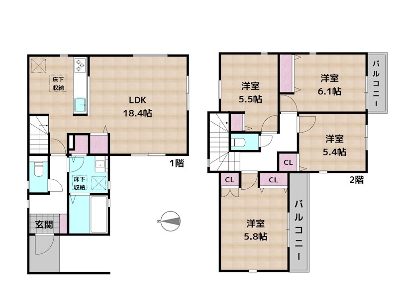 名古屋市天白区梅が丘2丁目 1号棟 新築一戸建ての図面