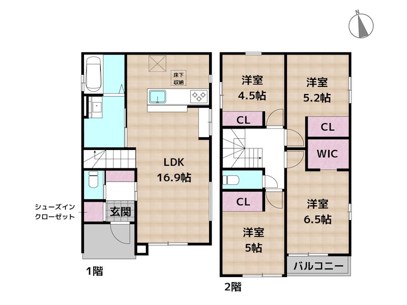 名古屋市守山区鳥羽見2丁目 1号棟 新築一戸建ての図面
