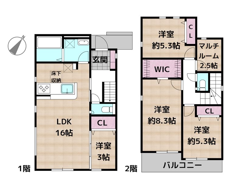 名古屋市天白区平針南2丁目 2号棟 新築一戸建ての図面