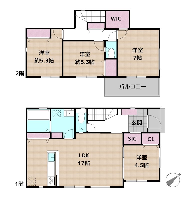 名古屋市天白区平針南2丁目 2号棟 新築一戸建ての図面
