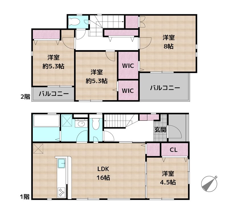 名古屋市天白区平針南2丁目 1号棟 新築一戸建ての図面