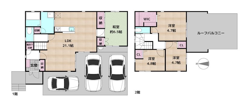 日進市浅田平子3丁目 中古一戸建ての図面