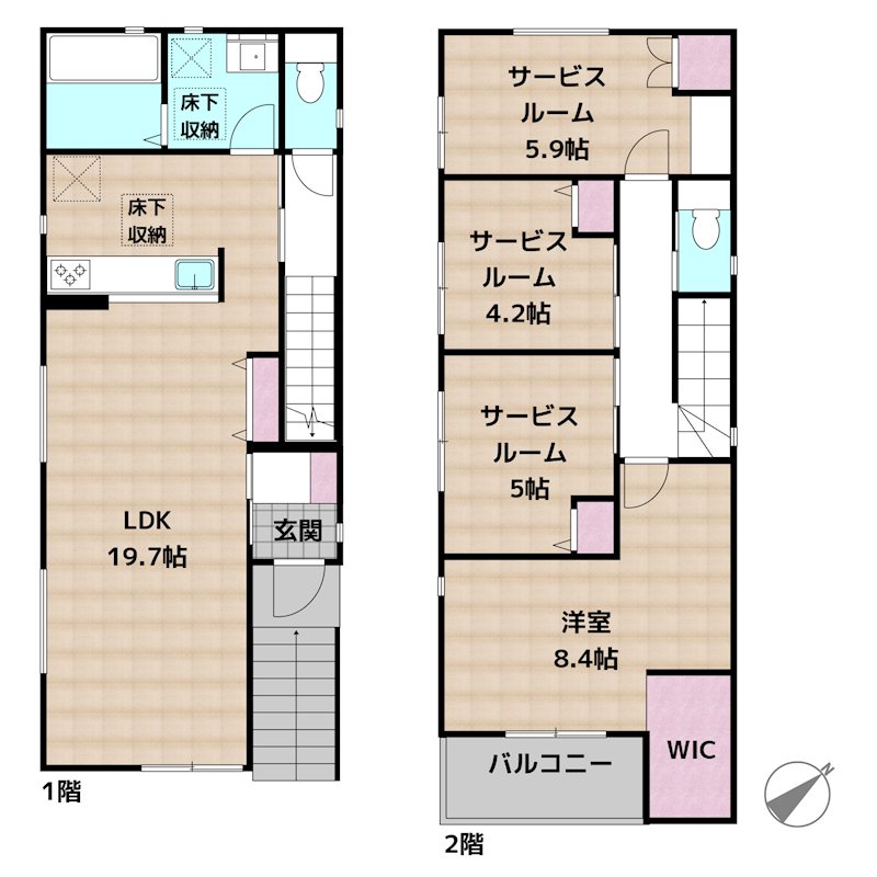 名古屋市天白区久方2丁目 2号棟 新築一戸建ての図面