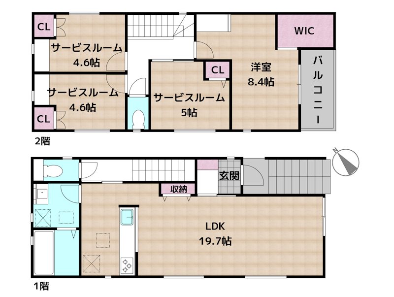 名古屋市天白区久方2丁目 1号棟 新築一戸建ての図面