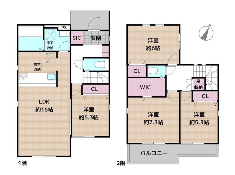 尾張旭市城山町三ツ池 新築一戸建ての図面