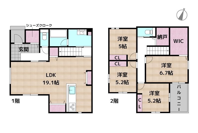 名古屋市名東区極楽2丁目 1号棟 新築一戸建ての図面