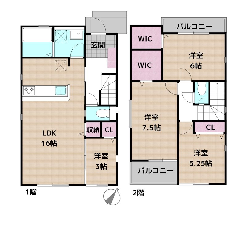 尾張旭市大塚町1丁目 2号棟 新築一戸建ての図面