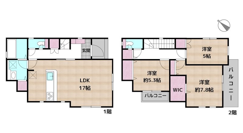 尾張旭市大塚町1丁目 1号棟 新築一戸建ての図面