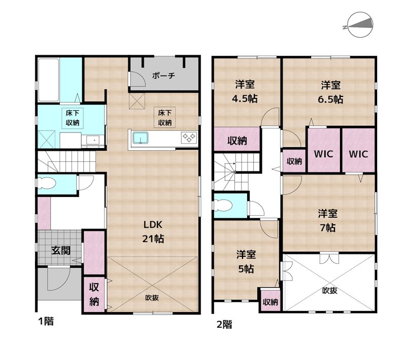 尾張旭市平子町北 6号棟 新築一戸建ての図面