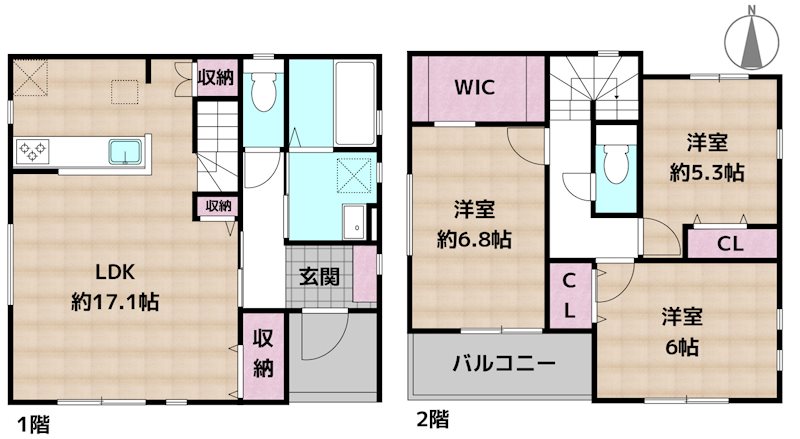 名古屋市守山区小幡4丁目 C号棟 新築一戸建ての図面