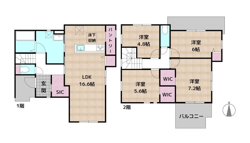 尾張旭市平子町東 2号棟 新築一戸建ての図面