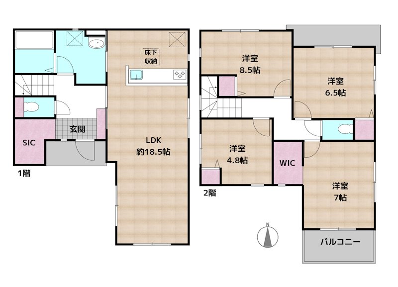 尾張旭市平子町東 1号棟 新築一戸建ての図面