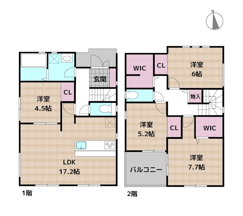 日進市藤島町五反田 1号棟 新築一戸建ての図面