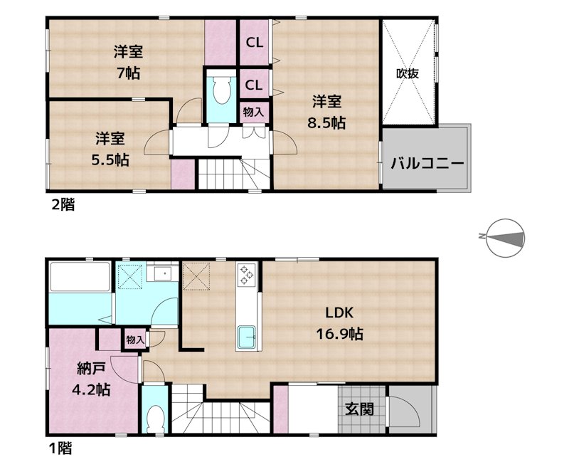 名古屋市守山区西島町 2号棟 新築一戸建ての図面