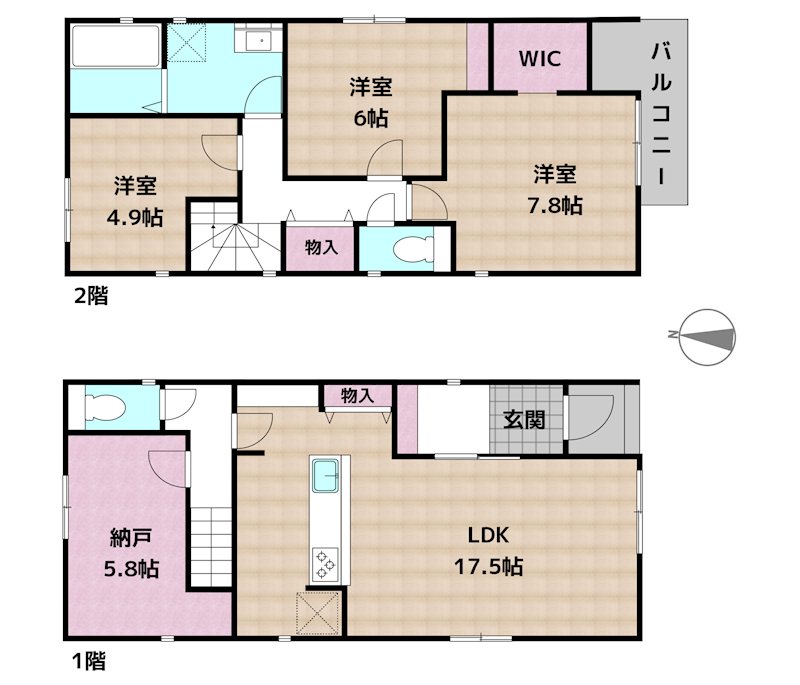 名古屋市守山区西島町 3号棟 新築一戸建ての図面