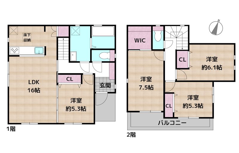 尾張旭市晴丘町池上 B号棟 新築一戸建ての図面