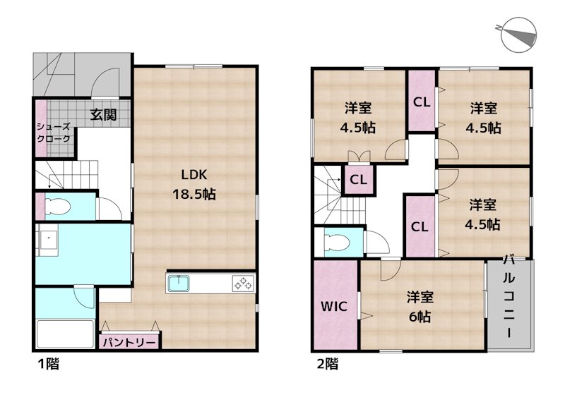 尾張旭市南原山町赤土 2号地 新築一戸建ての図面