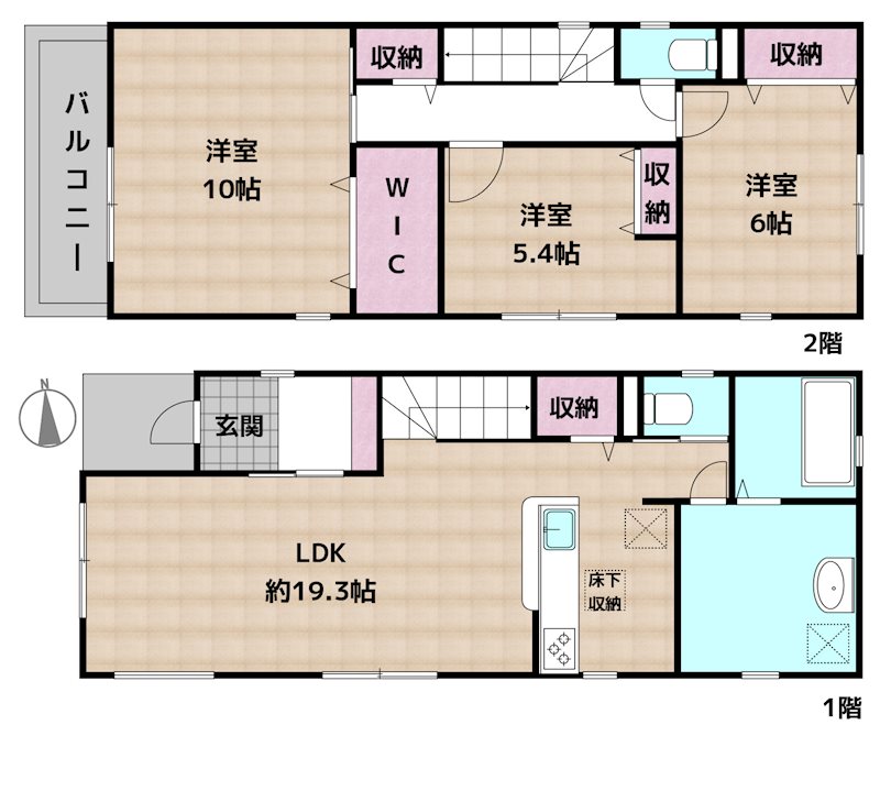 名古屋市天白区山根町 2号棟 新築一戸建ての図面
