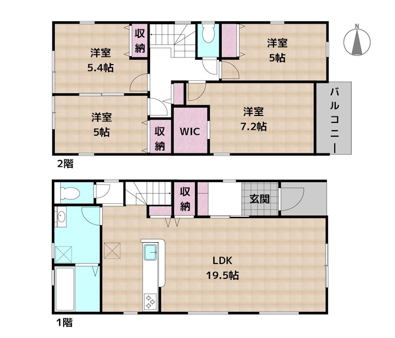 尾張旭市東大久手町2丁目 1号棟 新築一戸建ての図面