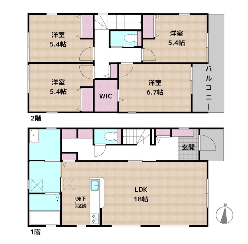 尾張旭市東大久手町2丁目 2号棟 新築一戸建ての図面