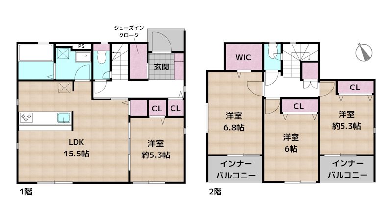 名古屋市守山区川村町 2号棟 新築一戸建ての図面