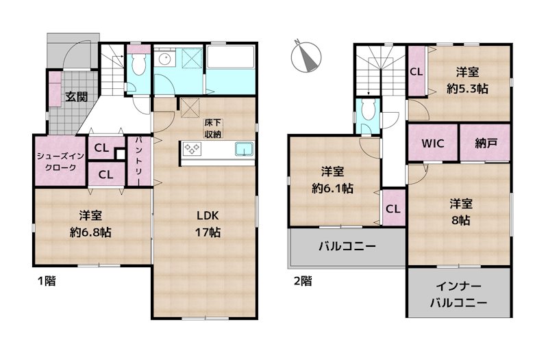 名古屋市守山区川村町 1号棟 新築一戸建ての図面