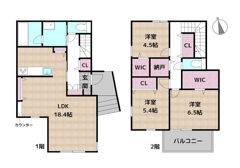 尾張旭市印場元町北山 1号地 新築一戸建ての図面