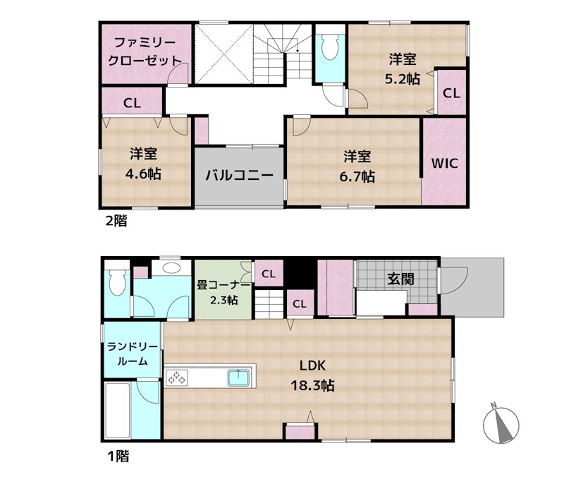 長久手市上川原 1号地 新築一戸建ての図面