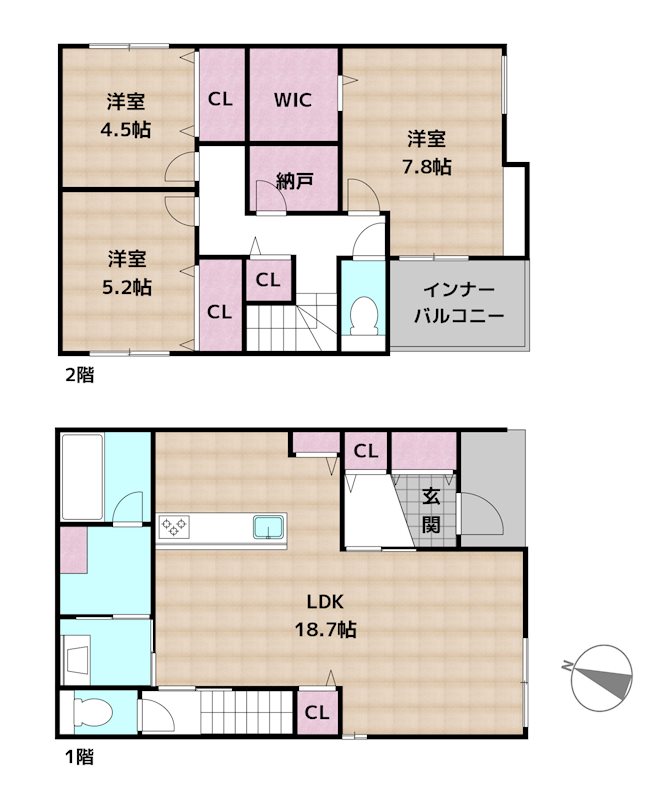 尾張旭市東本地ケ原町2丁目 新築一戸建ての図面