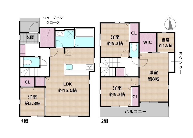 名古屋市守山区村合町 2号棟 新築一戸建ての図面