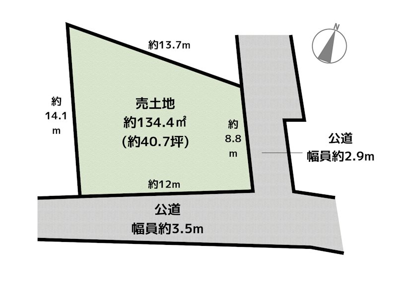 尾張旭市上の山町間口 土地の図面