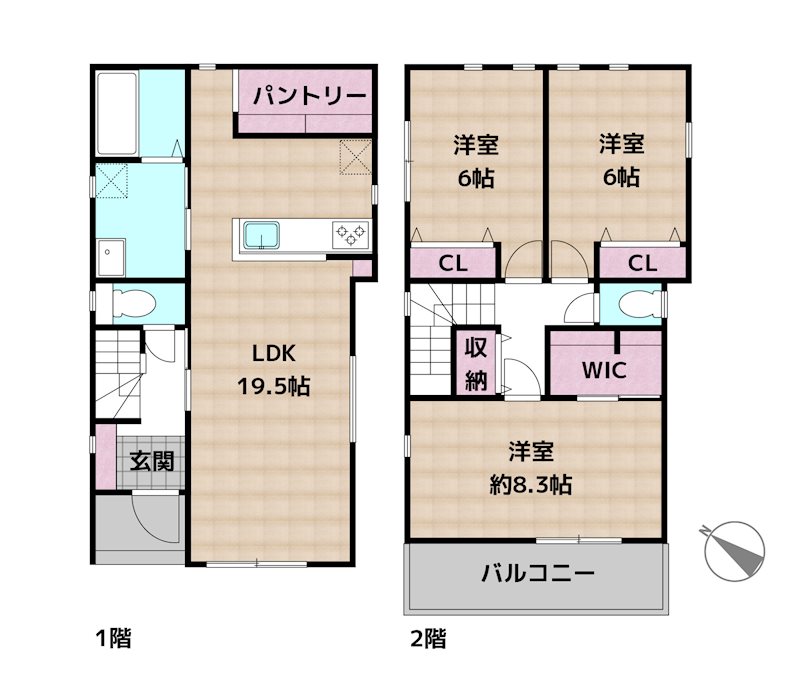 尾張旭市城山町三ツ池 新築一戸建ての図面