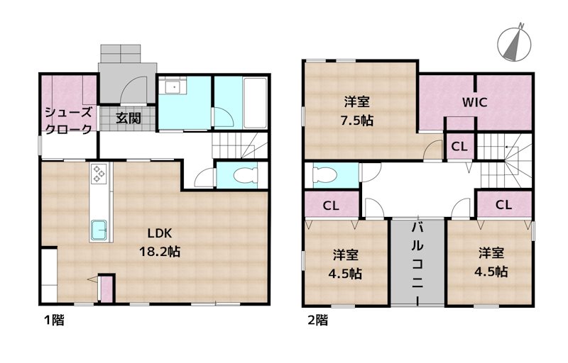 尾張旭市南原山町赤土 4号棟 新築一戸建ての図面