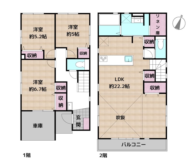 名古屋市守山区小幡北 1号棟 新築一戸建ての図面
