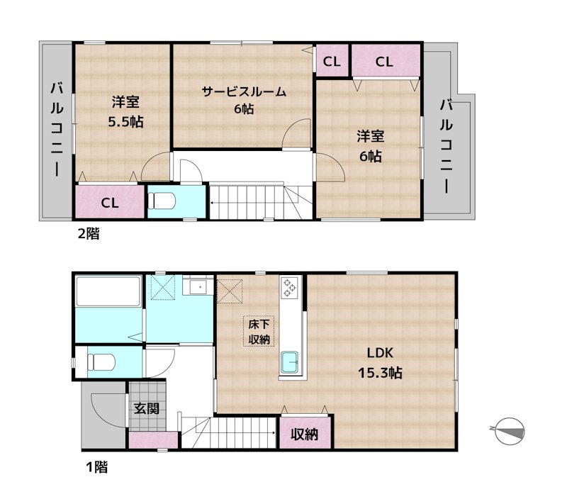 名古屋市守山区白沢町 A号棟 新築一戸建ての図面