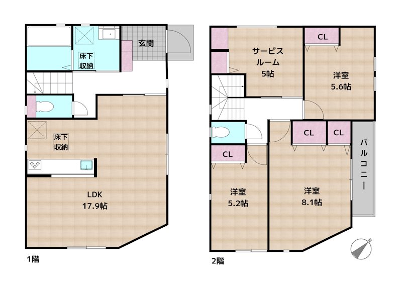 名古屋市名東区藤森西町 2号棟 新築一戸建ての図面
