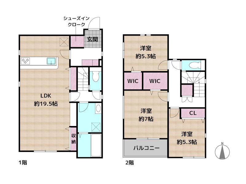 名古屋市守山区高島町 2号棟 新築一戸建ての図面