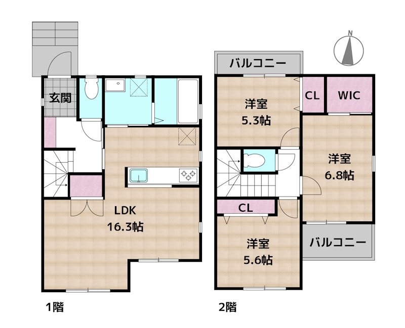 名古屋市守山区白沢町 B号棟 新築一戸建ての図面