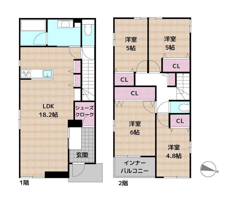 尾張旭市旭前町5丁目 新築一戸建ての図面