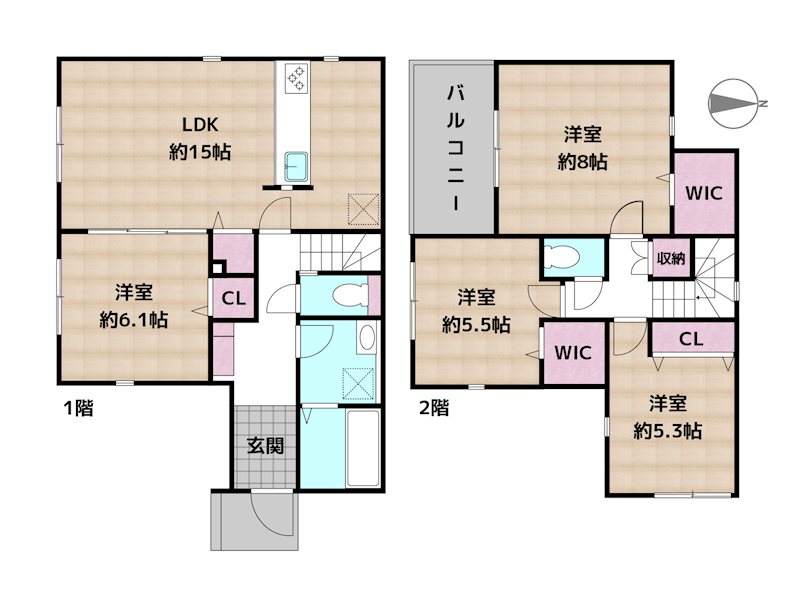 名古屋市守山区西城1丁目 1号棟 新築一戸建ての図面