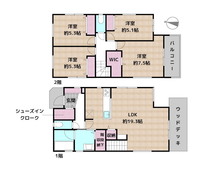 名古屋市天白区海老山町 6号棟 新築一戸建ての図面