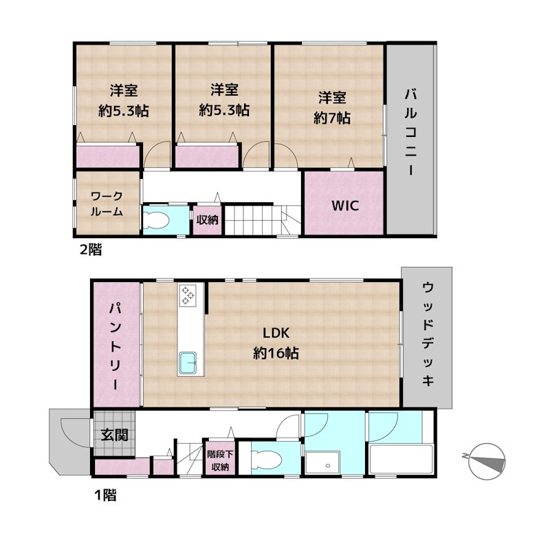 名古屋市天白区海老山町 5号棟 新築一戸建ての図面