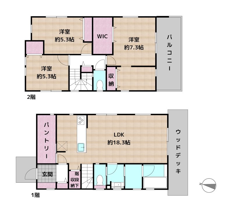 名古屋市天白区海老山町 2号棟 新築一戸建ての図面