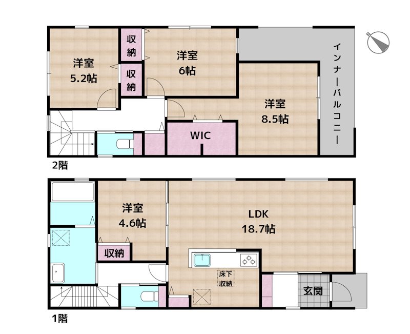 名古屋市天白区島田1丁目 2号棟 新築一戸建ての図面