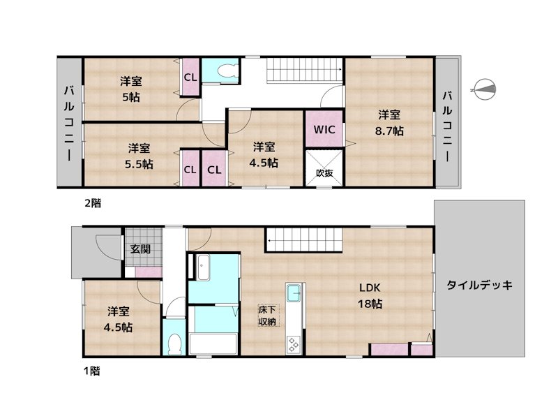 名古屋市名東区猪高台2丁目 2号棟 新築一戸建ての図面