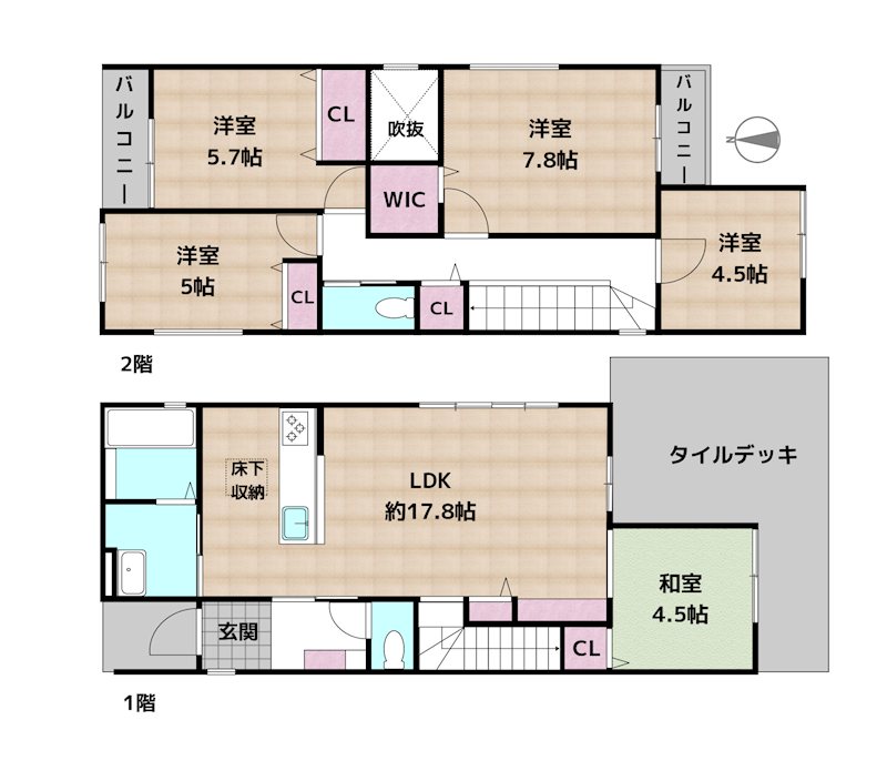 名古屋市名東区猪高台2丁目 1号棟 新築一戸建ての図面