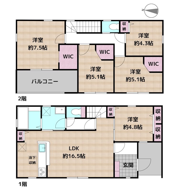 名古屋市守山区森孝4丁目 2号棟 新築一戸建ての図面