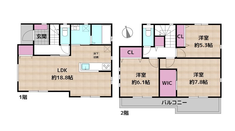 名古屋市天白区梅が丘4丁目 新築一戸建ての図面